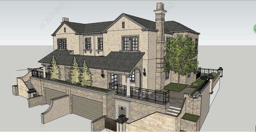 古典欧式独栋大别墅风格联排别墅SU模型设计与应用