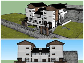 精品现代风格山地别墅SU模型设计图 山地建筑的艺术表达