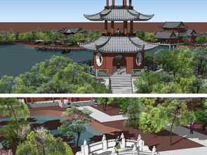 苏州园林风格中式公园SU模型设计图选购指南 专业建筑模型的理想之选